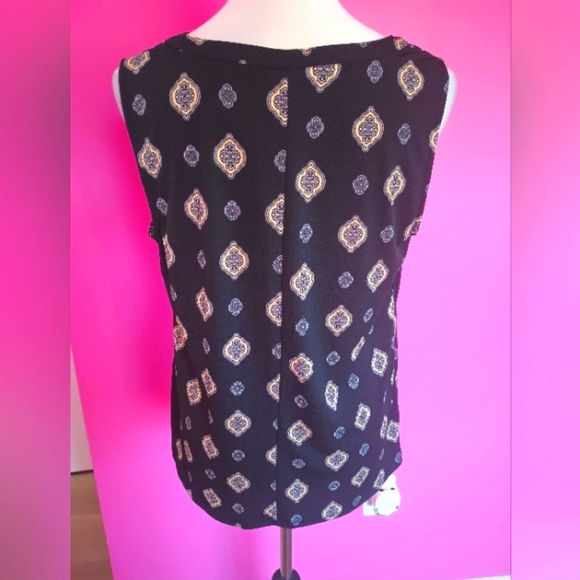 Dana Buchman Ladies Black & Gold Geometric Pattern Sleeveless Blouse (NWT!) - Picture 6 of 9